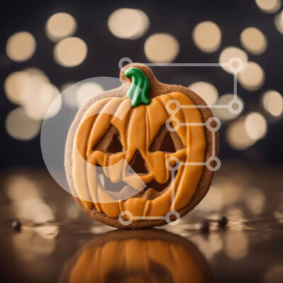 Intra Συλλεκτικό Ξύλινο Παζλ Plywood  4mm - Μπισκότο σε σχήμα κολοκύθας με γλάσο και πασπαλίζει σε φωτισμένο φόντο Σε Ξύλινο Κουτί - Διαστάσεις: 10x10 cm – 25 κομμάτια - Image 1