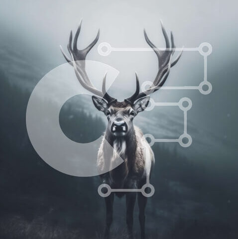 Intra Συλλεκτικό Ξύλινο Παζλ Plywood 4mm - Απόκοσμη εικόνα ενός μεγάλου ελαφιού σε ένα ομιχλώδες δάσος Σε Ξύλινο Κουτί - Διαστάσεις: 10x10 cm – 25 κομμάτια - Image 1