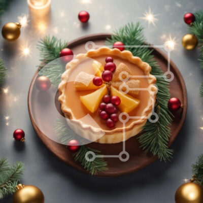 Intra Συλλεκτικό Ξύλινο Παζλ Plywood  4mm - Επιδόρπιο με χριστουγεννιάτικο θέμα με πορτοκάλια, κεράσια και κουκουνάρια Σε Ξύλινο Κουτί - Διαστάσεις: 10x10 cm – 25 κομμάτια - Image 1