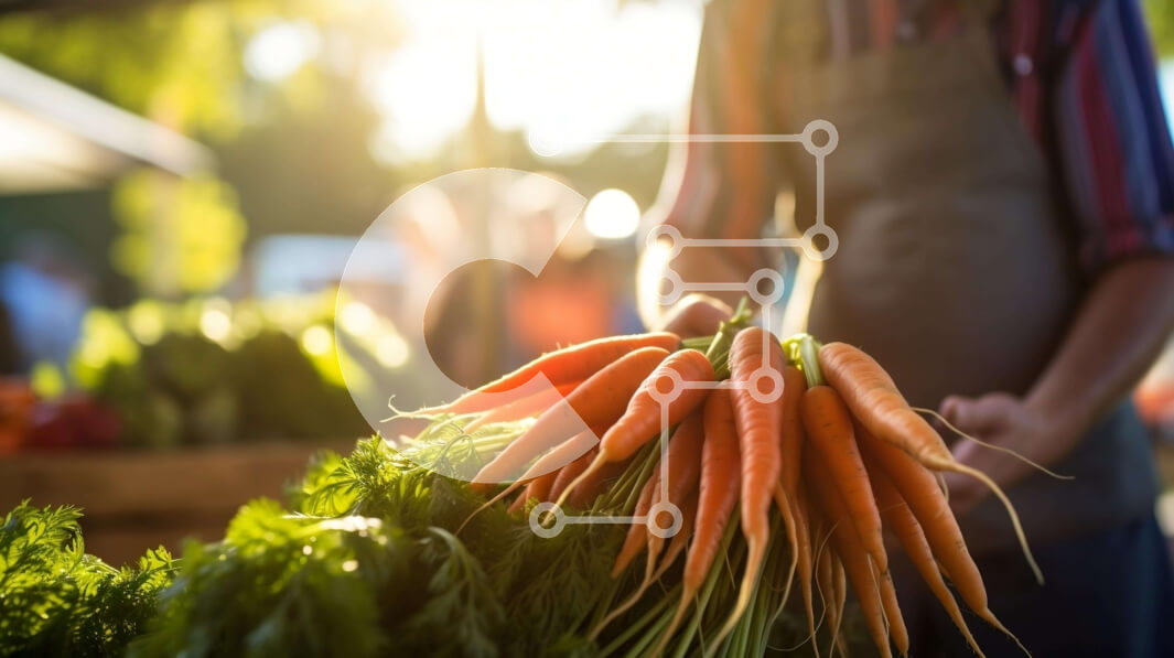 Intra Συλλεκτικό Ξύλινο Παζλ Plywood  4mm - Άτομο που κρατά τσαμπιά καρότα σε μια υπαίθρια αγορά Σε Ξύλινο Κουτί - Διαστάσεις: 10x10 cm – 25 κομμάτια