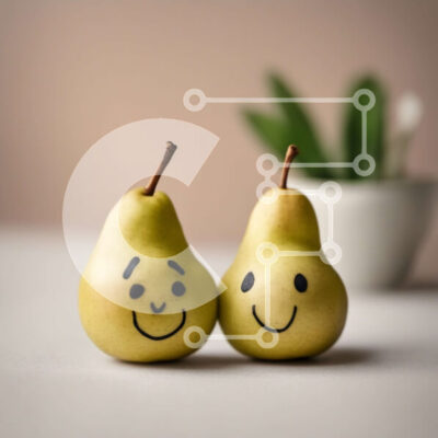 Intra Συλλεκτικό Ξύλινο Παζλ Plywood  4mm - Αχλάδια χαμογελαστά με φυτικό φόντο σε γλάστρα Σε Ξύλινο Κουτί - Διαστάσεις: 10x10 cm – 25 κομμάτια - Image 1