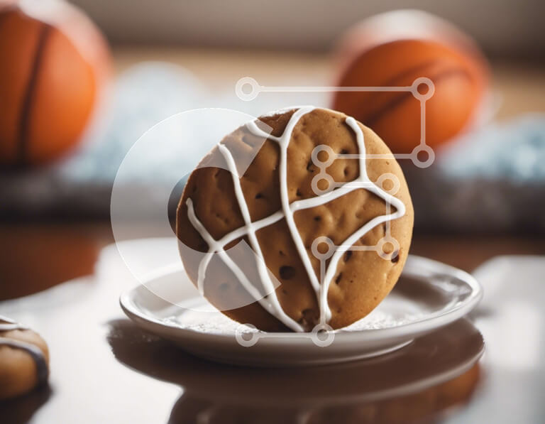 Intra Συλλεκτικό Ξύλινο Παζλ Plywood  4mm - Μπισκότο σε σχήμα μπάσκετ με φόντο γλάσο και μπάλες Σε Ξύλινο Κουτί - Διαστάσεις: 10x10 cm – 25 κομμάτια