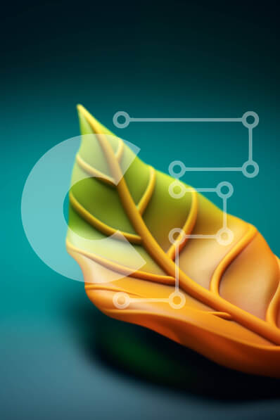 Intra Συλλεκτικό Ξύλινο Παζλ Plywood  4mm - Πορτοκαλί και πράσινο φύλλο σε μπλε φόντο Σε Ξύλινο Κουτί - Διαστάσεις: 10x10 cm – 25 κομμάτια