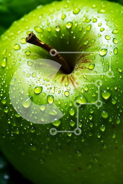 Intra Συλλεκτικό Ξύλινο Παζλ Plywood  4mm - Φρέσκο ​​και ζουμερό πράσινο μήλο με σταγονίδια νερού Σε Ξύλινο Κουτί - Διαστάσεις: 10x10 cm – 25 κομμάτια