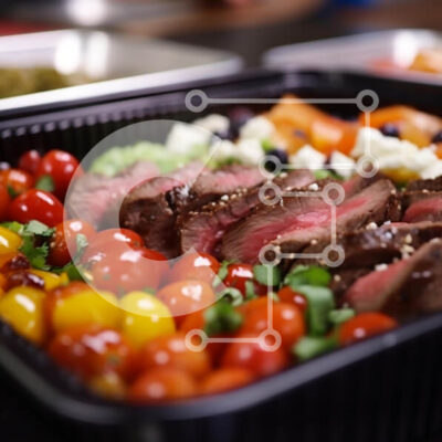 Intra Συλλεκτικό Ξύλινο Παζλ Plywood  4mm - Νόστιμο φαγητό απλώνεται σε μαύρο δίσκο Σε Ξύλινο Κουτί - Διαστάσεις: 10x10 cm – 25 κομμάτια - Image 1