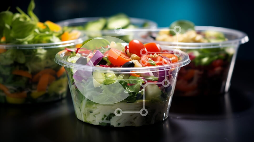 Intra Συλλεκτικό Ξύλινο Παζλ Plywood  4mm - Πολύχρωμα υλικά σαλάτας σε πλαστικά κύπελλα Σε Ξύλινο Κουτί - Διαστάσεις: 10x10 cm – 25 κομμάτια