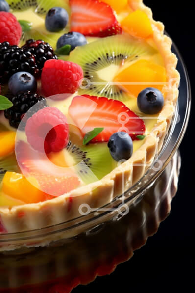 Intra Συλλεκτικό Ξύλινο Παζλ Plywood  4mm - Τάρτα με γέμιση φρούτων με ακτινίδιο, βατόμουρα, φράουλες και σμέουρα Σε Ξύλινο Κουτί - Διαστάσεις: 10x10 cm – 25 κομμάτια