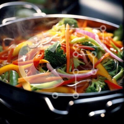 Intra Συλλεκτικό Ξύλινο Παζλ Plywood  4mm - Μαγείρεμα λαχανικών στο τηγάνι με ατμό Σε Ξύλινο Κουτί - Διαστάσεις: 10x10 cm – 25 κομμάτια - Image 1