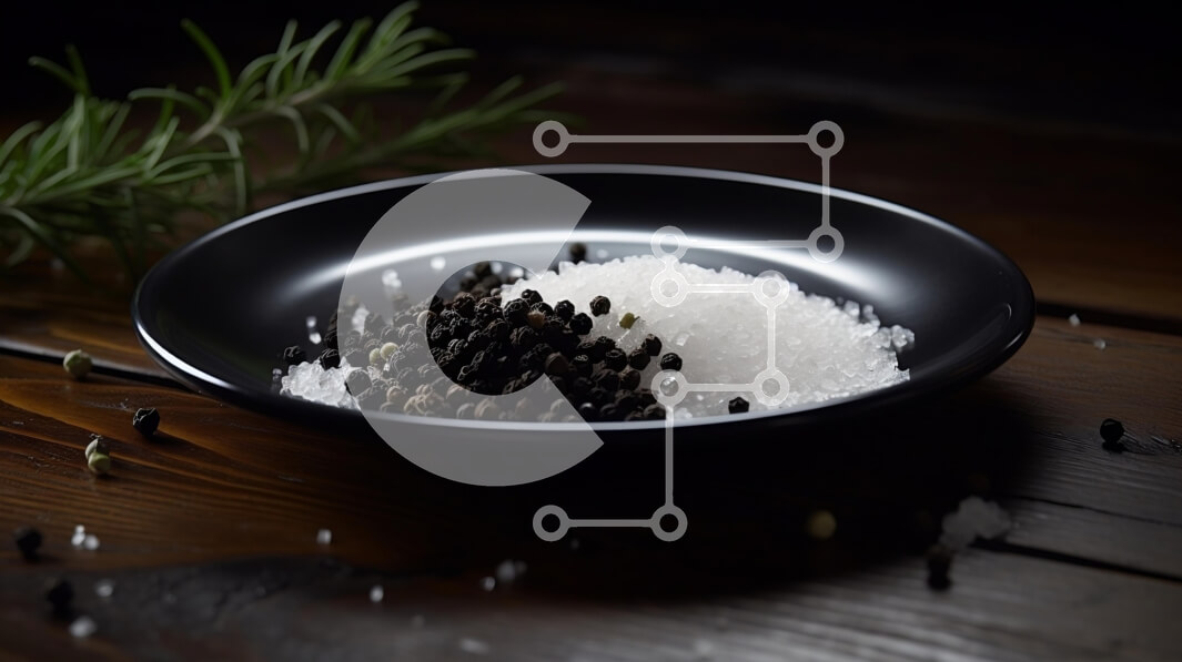 Intra Συλλεκτικό Ξύλινο Παζλ Plywood  4mm - Μαύρο μπολ με αλάτι, πιπέρι και δεντρολίβανο Σε Ξύλινο Κουτί - Διαστάσεις: 10x10 cm – 25 κομμάτια