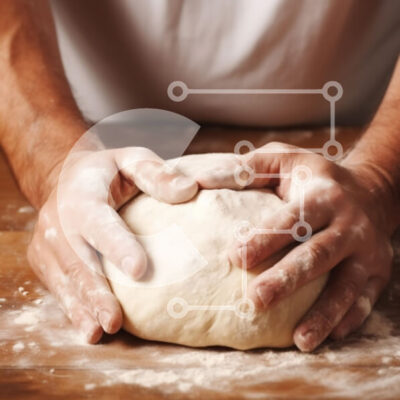 Intra Συλλεκτικό Ξύλινο Παζλ Plywood 4mm - Άνδρας που προετοιμάζει τη ζύμη με τα χέρια καλυμμένα με αλεύρι Σε Ξύλινο Κουτί - Διαστάσεις: 10x10 cm – 25 κομμάτια - Image 1