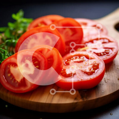 Intra Συλλεκτικό Ξύλινο Παζλ Plywood  4mm - Ντομάτες σε φέτες σε ξύλινο ξύλο κοπής Σε Ξύλινο Κουτί - Διαστάσεις: 10x10 cm – 25 κομμάτια - Image 1