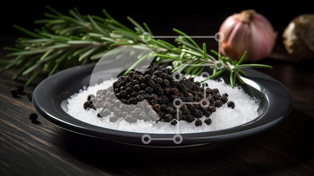 Intra Συλλεκτικό Ξύλινο Παζλ Plywood  4mm - Ρουστίκ μπολ με κόκκους μαύρου πιπεριού, δεντρολίβανο και αλάτι Σε Ξύλινο Κουτί - Διαστάσεις: 10x10 cm – 25 κομμάτια