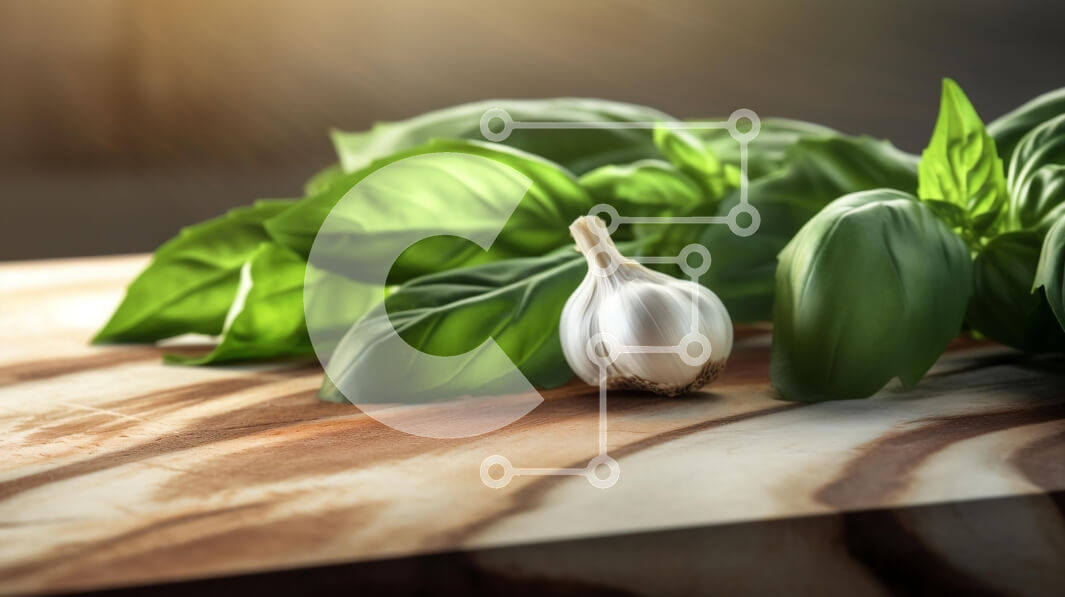 Intra Συλλεκτικό Ξύλινο Παζλ Plywood  4mm - Σκόρδο και βασιλικός σε ξύλο κοπής Σε Ξύλινο Κουτί - Διαστάσεις: 10x10 cm – 25 κομμάτια