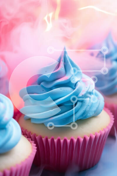 Intra Συλλεκτικό Ξύλινο Παζλ Plywood  4mm - Λαχταριστά cupcakes με μπλε γλάσο και ροζ πάγωμα Σε Ξύλινο Κουτί - Διαστάσεις: 10x10 cm – 25 κομμάτια