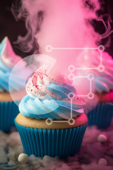 Intra Συλλεκτικό Ξύλινο Παζλ Plywood  4mm - Cupcakes με μπλε γλάσο σε χιονισμένο τραπέζι Σε Ξύλινο Κουτί - Διαστάσεις: 10x10 cm – 25 κομμάτια