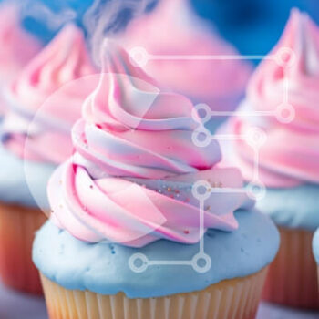 Intra Συλλεκτικό Ξύλινο Παζλ Plywood  4mm - Φρεσκοψημένα Cupcakes με ροζ και μπλε γλάσο Σε Ξύλινο Κουτί - Διαστάσεις: 10x10 cm – 25 κομμάτια - Image 1