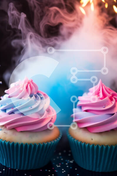 Intra Συλλεκτικό Ξύλινο Παζλ Plywood  4mm - Ρομαντικά Cupcakes με ροζ και μπλε γλάσο Σε Ξύλινο Κουτί - Διαστάσεις: 10x10 cm – 25 κομμάτια