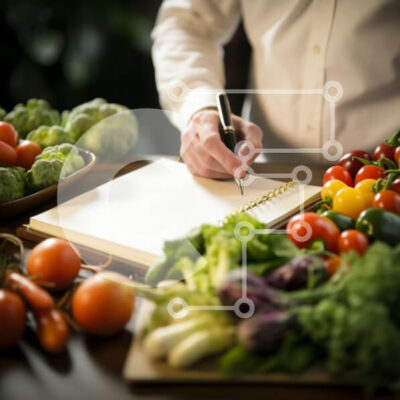 Intra Συλλεκτικό Ξύλινο Παζλ Plywood  4mm - Άνθρωπος που ετοιμάζει φαγητό που περιβάλλεται από φρούτα και λαχανικά Σε Ξύλινο Κουτί - Διαστάσεις: 10x10 cm – 25 κομμάτια - Image 1