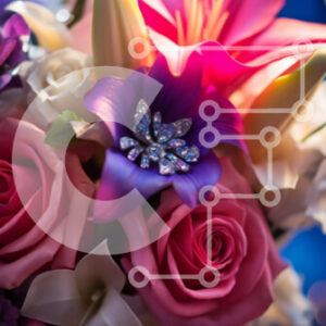 Intra Συλλεκτικό Ξύλινο Παζλ Plywood  4mm - Πολύχρωμο μπουκέτο λουλούδια με τριαντάφυλλα και κρύσταλλα Σε Ξύλινο Κουτί - Διαστάσεις: 10x10 cm – 25 κομμάτια