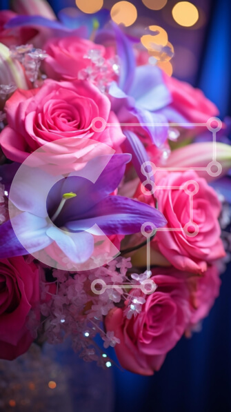 Intra Συλλεκτικό Ξύλινο Παζλ Plywood  4mm - Μπουκέτο με ροζ τριαντάφυλλα και μωβ κρίνους Σε Ξύλινο Κουτί - Διαστάσεις: 10x10 cm – 25 κομμάτια