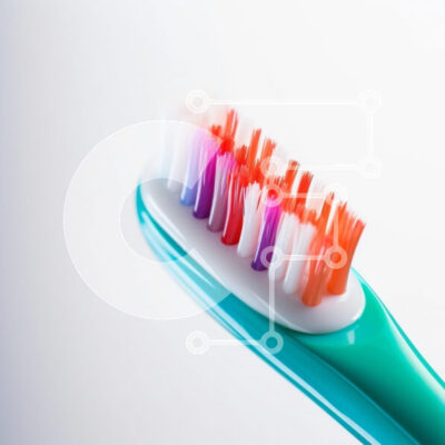 Intra Συλλεκτικό Ξύλινο Παζλ Plywood 4mm - Μπλε και πράσινη οδοντόβουρτσα με πολύχρωμες τρίχες Σε Ξύλινο Κουτί - Διαστάσεις: 10x10 cm – 25 κομμάτια - Image 1