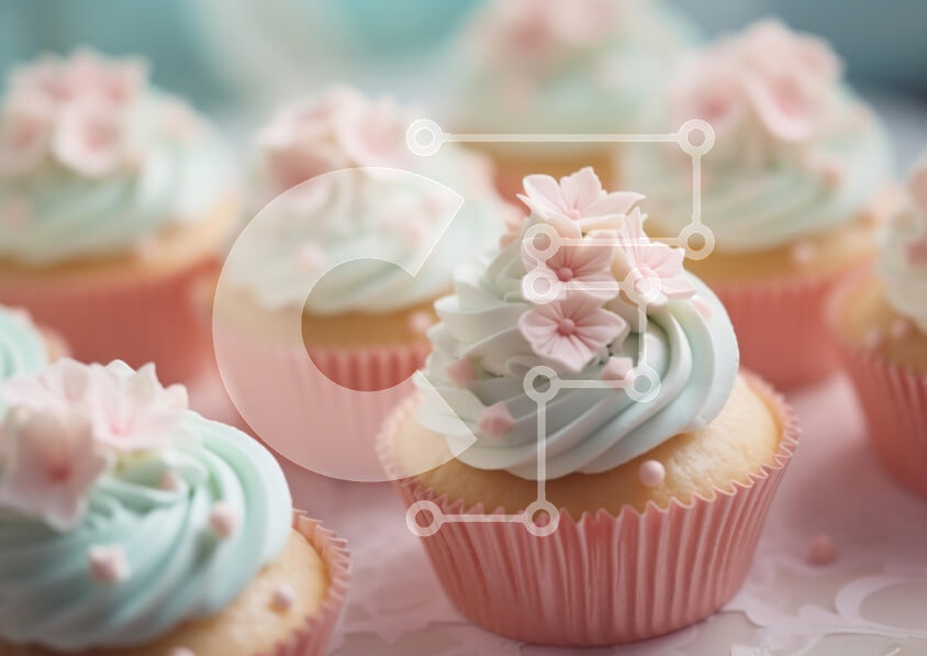 Intra Συλλεκτικό Ξύλινο Παζλ Plywood  4mm - Πολύχρωμα cupcakes με λουλουδάτα διακοσμητικά Σε Ξύλινο Κουτί - Διαστάσεις: 10x10 cm – 25 κομμάτια - Image 1