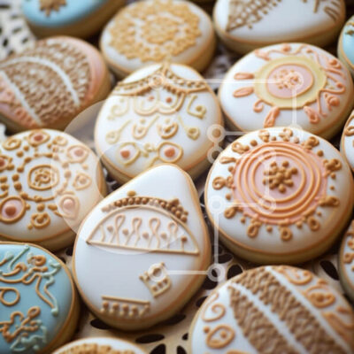 Intra Συλλεκτικό Ξύλινο Παζλ Plywood  4mm - Διακοσμημένα μπισκότα με περίπλοκα σχέδια Σε Ξύλινο Κουτί - Διαστάσεις: 10x10 cm – 25 κομμάτια - Image 1