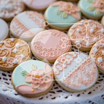 Intra Συλλεκτικό Ξύλινο Παζλ Plywood  4mm - Διακοσμημένα μπισκότα σε δαντελένιο τραπεζομάντιλο Σε Ξύλινο Κουτί - Διαστάσεις: 10x10 cm – 25 κομμάτια - Image 1