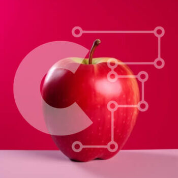 Intra Συλλεκτικό Ξύλινο Παζλ Plywood  4mm - Φρέσκο ​​κόκκινο μήλο σε ροζ φόντο Σε Ξύλινο Κουτί - Διαστάσεις: 10x10 cm – 25 κομμάτια - Image 1