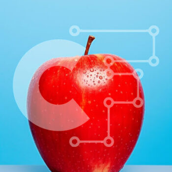 Intra Συλλεκτικό Ξύλινο Παζλ Plywood  4mm - Φρέσκο ​​κόκκινο μήλο σε μπλε φόντο Σε Ξύλινο Κουτί - Διαστάσεις: 10x10 cm – 25 κομμάτια - Image 1