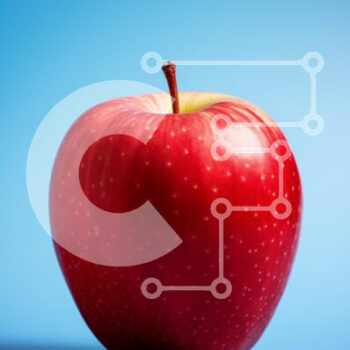 Intra Συλλεκτικό Ξύλινο Παζλ Plywood  4mm - Φρέσκο ​​κόκκινο μήλο σε μπλε φόντο Σε Ξύλινο Κουτί - Διαστάσεις: 10x10 cm – 25 κομμάτια - Image 1