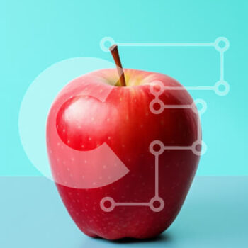 Intra Συλλεκτικό Ξύλινο Παζλ Plywood  4mm - Φρέσκο ​​κόκκινο μήλο σε τυρκουάζ φόντο Σε Ξύλινο Κουτί - Διαστάσεις: 10x10 cm – 25 κομμάτια - Image 1