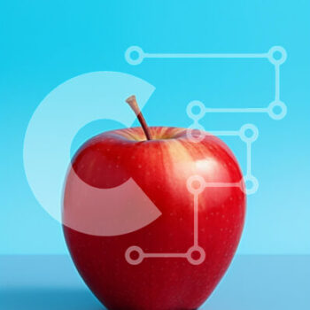 Intra Συλλεκτικό Ξύλινο Παζλ Plywood  4mm - Φρέσκο ​​κόκκινο μήλο σε μπλε φόντο Σε Ξύλινο Κουτί - Διαστάσεις: 10x10 cm – 25 κομμάτια - Image 1