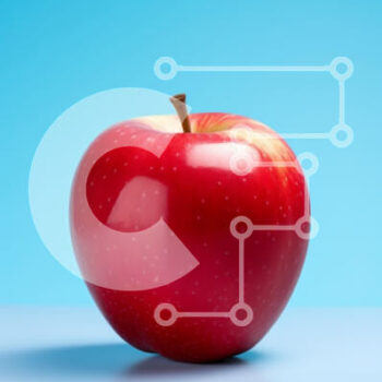 Intra Συλλεκτικό Ξύλινο Παζλ Plywood  4mm - Φρέσκο ​​κόκκινο μήλο σε μπλε φόντο Σε Ξύλινο Κουτί - Διαστάσεις: 10x10 cm – 25 κομμάτια - Image 1