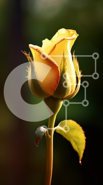 Intra Συλλεκτικό Ξύλινο Παζλ Plywood  4mm - Κίτρινο τριαντάφυλλο με θολό πράσινο φόντο Σε Ξύλινο Κουτί - Διαστάσεις: 10x10 cm – 25 κομμάτια