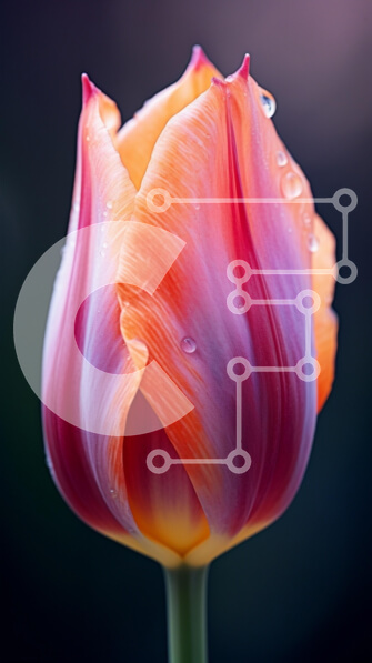 Intra Συλλεκτικό Ξύλινο Παζλ Plywood  4mm - Κοντινό πλάνο μιας ζωντανής τουλίπας με σταγονίδια νερού Σε Ξύλινο Κουτί - Διαστάσεις: 10x10 cm – 25 κομμάτια