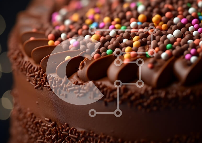 Intra Συλλεκτικό Ξύλινο Παζλ Plywood  4mm - Λαχταριστό κέικ σοκολάτας με πολύχρωμα ψεκάσματα Σε Ξύλινο Κουτί - Διαστάσεις: 10x10 cm – 25 κομμάτια