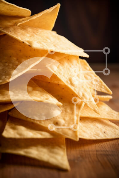 Intra Συλλεκτικό Ξύλινο Παζλ Plywood  4mm - Κοντινό πλάνο του Tortilla Chips Σε Ξύλινο Κουτί - Διαστάσεις: 10x10 cm – 25 κομμάτια