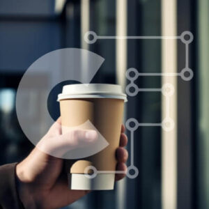 Intra Συλλεκτικό Ξύλινο Παζλ Plywood  4mm - Χέρι που κρατά το φλιτζάνι καφέ σε αστικό περιβάλλον Σε Ξύλινο Κουτί - Διαστάσεις: 10x10 cm – 25 κομμάτια