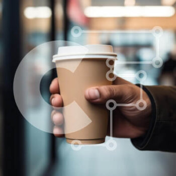 Intra Συλλεκτικό Ξύλινο Παζλ Plywood  4mm - Χέρι που κρατά ένα φλιτζάνι καφέ σε ένα σκηνικό καφέ Σε Ξύλινο Κουτί - Διαστάσεις: 10x10 cm – 25 κομμάτια - Image 1