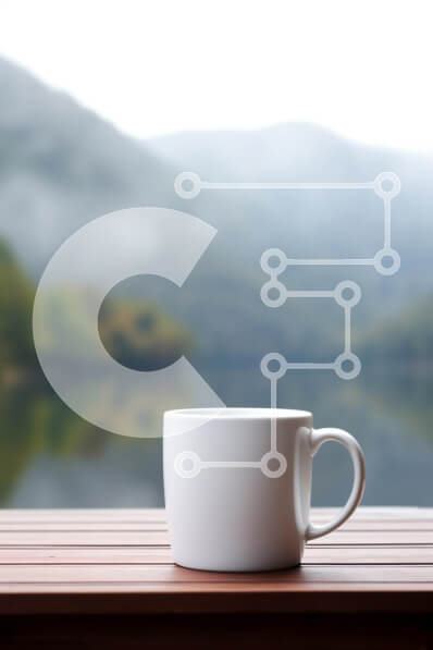 Intra Συλλεκτικό Ξύλινο Παζλ Plywood  4mm - Λευκή κούπα σε ξύλινο τραπέζι με φόντο βουνού Σε Ξύλινο Κουτί - Διαστάσεις: 10x10 cm – 25 κομμάτια