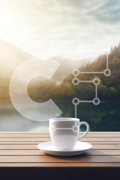 Intra Συλλεκτικό Ξύλινο Παζλ Plywood  4mm - Φλιτζάνι καφέ δίπλα στη λίμνη Σε Ξύλινο Κουτί - Διαστάσεις: 10x10 cm – 25 κομμάτια