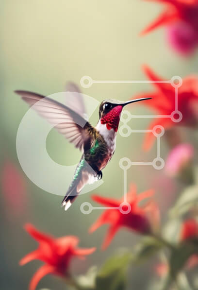 Intra Συλλεκτικό Ξύλινο Παζλ Plywood  4mm - Κολίμπρι που αιωρείται κοντά σε λουλούδια Σε Ξύλινο Κουτί - Διαστάσεις: 10x10 cm – 25 κομμάτια