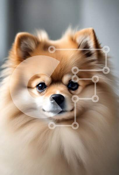 Intra Συλλεκτικό Ξύλινο Παζλ Plywood  4mm - Κοντινό πλάνο ενός σκύλου Pomeranian Σε Ξύλινο Κουτί - Διαστάσεις: 10x10 cm – 25 κομμάτια