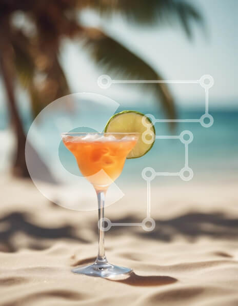 Intra Συλλεκτικό Ξύλινο Παζλ Plywood  4mm - Τροπικό κοκτέιλ στην παραλία Σε Ξύλινο Κουτί - Διαστάσεις: 10x10 cm – 25 κομμάτια