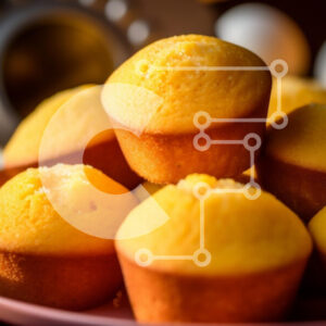 Intra Συλλεκτικό Ξύλινο Παζλ Plywood 4mm - Χρυσά Muffins σε ένα πιάτο Σε Ξύλινο Κουτί - Διαστάσεις: 10x10 cm – 25 κομμάτια - Image 1