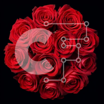 Intra Συλλεκτικό Ξύλινο Παζλ Plywood  4mm - Μπουκέτο με κόκκινα τριαντάφυλλα σε μαύρο φόντο Σε Ξύλινο Κουτί - Διαστάσεις: 10x10 cm – 25 κομμάτια - Image 1