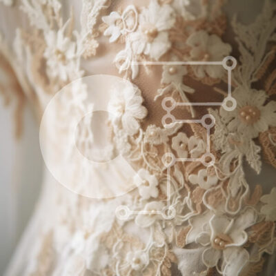 Intra Συλλεκτικό Ξύλινο Παζλ Plywood  4mm - Κοντινό πλάνο από περίπλοκο ύφασμα δαντέλας με λουλουδάτα μοτίβα Σε Ξύλινο Κουτί - Διαστάσεις: 10x10 cm – 25 κομμάτια - Image 1