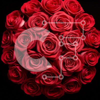 Intra Συλλεκτικό Ξύλινο Παζλ Plywood  4mm - Μπουκέτο με κόκκινα τριαντάφυλλα σε μαύρο φόντο Σε Ξύλινο Κουτί - Διαστάσεις: 10x10 cm – 25 κομμάτια - Image 1