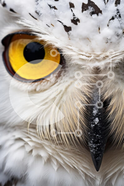 Intra Συλλεκτικό Ξύλινο Παζλ Plywood  4mm - Κοντινό πλάνο μιας χιονισμένης κουκουβάγιας με το χιόνι Σε Ξύλινο Κουτί - Διαστάσεις: 10x10 cm – 25 κομμάτια